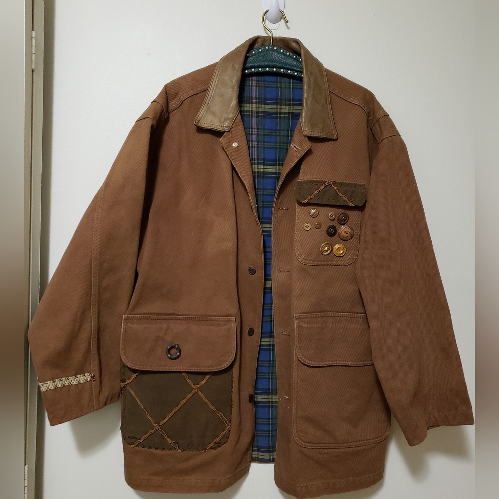 Woodshop Mullet Custom International Denim Work Jacket Visible Mending Style